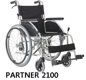 [대세엠케어] 알루미늄 휠체어 Partner 2100 (보호자브레이크,등판꺽기,통고무바퀴) 보급형 12.8Kg