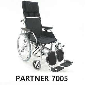 [대세엠케어] 침대형 휠체어 Partner 7005 (거상휠체어겸용,전도방지지지대,알루미늄,보호자브레이크,유압실린더,발판높낮이,등받이각도조절 등 고급형) 22Kg