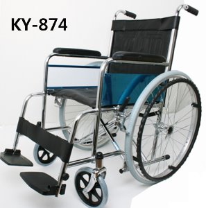 [탄탄] 스틸 휠체어 KY874 (통고무바퀴,하중120Kg, 좌폭41,51cm 中 선택) 기본형 20Kg