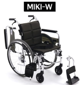 [미키코리아메디칼] 알루미늄 휠체어 MIKI-W (보호자브레이크,통바퀴,팔걸이스윙,발판스윙및착탈,텐션조절Soft시트 등 다기능휠체어) [장애인보조기기] 15.5Kgs