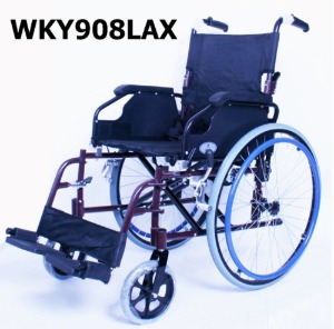 [탄탄] 알루미늄 휠체어 KY908LAX (통고무바퀴,팔받침스윙,등판꺽기,발받침개폐분리,하체더블크로스X바,좌폭46cm,14Kg)
