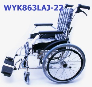 [탄탄] 경량 알루미늄 휠체어 WYK863LAJ-22 (통고무바퀴,보호자브레이크,등판꺽기 등) 경량 11.4Kg