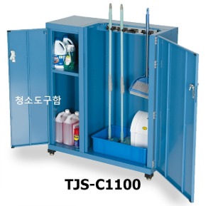 [태진] 청소도구함 TJS-C1100 (고정행거,도구걸이,선반,물받이함,1100*440*1270Hmm) 청소도구보관함 무료배송