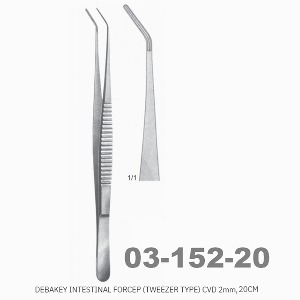 [NS] 디바키 창자 포셉 03-152-20 Debakey Intestinal Forceps (Tweezer Type,2mm) CVD 24cm (곡선)