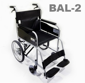 [미키코리아메디칼]  병원 및 시설에 안성맞춤 보호자형 휠체어 BAL-2 (등받이꺽임,보호자브레이크,통고무타이어) 기본형 12Kg