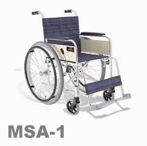 [미키코리아] 알루미늄 휠체어 MSA-1 체크무늬 보호자브레이크(옵션) 기본형 국내제조 경량형 12Kg