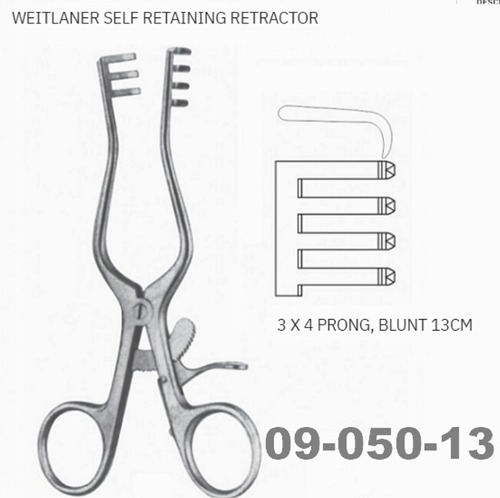 [NS] 웨이트레너 리트렉터 09-049-13 Weitlaner Self Retaining Retractor 3X4 Prong Blunt 13cm