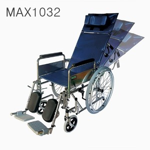 [메디타운] 스틸 침대형 휠체어 MAX1032 (스틸재질,통고무비퀴,팔받이스윙착탈,후방전도방지,발판각도조절,등받이각도조절,) 보급형 28Kg