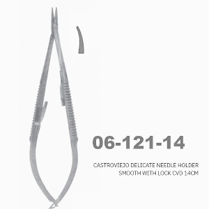 [NS] 카스트로비에조 안과 지침기 06-121-14 (섬세함) Castroviejo Delicate Needle Holder Smooth with Lock CVD 14cm (곡)