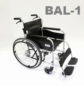 [미키코리아메디칼]  병원 및 시설에 안성맞춤 휠체어 BAL-1 (등받이꺽임,보호자브레이크,통고무타이어) 기본형 13.4Kg