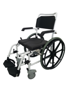 [메디타운] 샤워휠체어 MAX2080 (17Kg,허용하중110Kg,뒷바퀴분리,휠체어큰뒷바튀,변기통있음) 샤워체어 샤워의자 이동변기