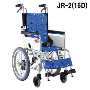 [미키코리아]  보호자형 어린이휠체어 JR-2(16) 및 JR-2(16D) 보호자브레이크(옵션) 뒷바퀴지름 41cm 중량 11Kg