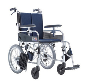 [미키코리아] 보호자형 휠체어 미라지5(16D) 팔받침높이조절,발받침스윙 및 분리,보호자브레이크,41cm작은뒷바퀴,13Kg